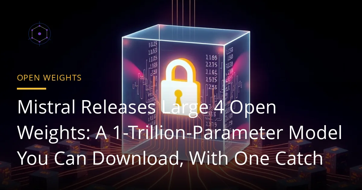 A glowing padlock inside a translucent cube of data, with lines of light flowing out to small servers on a dark background